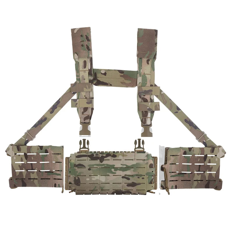ARC Chest Rig V3 Triple 5.56 Mag Pouch Bilateral Quick Slide MOLLE Panel Airsoft Chest Rig Shoulder Strap Hunting Vest