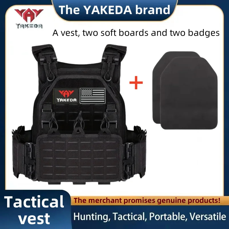 YAKEDA Tactical Vest 6094 Fast Detachable Light Laser Cut Outdoor Hunting Black Gear Carry Vest of High Quality 1000D Nylon