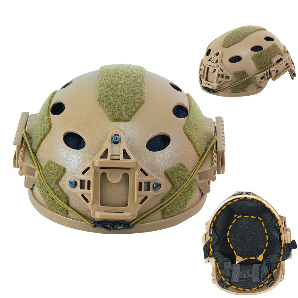 BOOIU Tactical PJ Helmet High Cut Iraqi 50-53CM Children's Helmet With Wendy Rail Outdoor Sports Hunting Protection Equipment