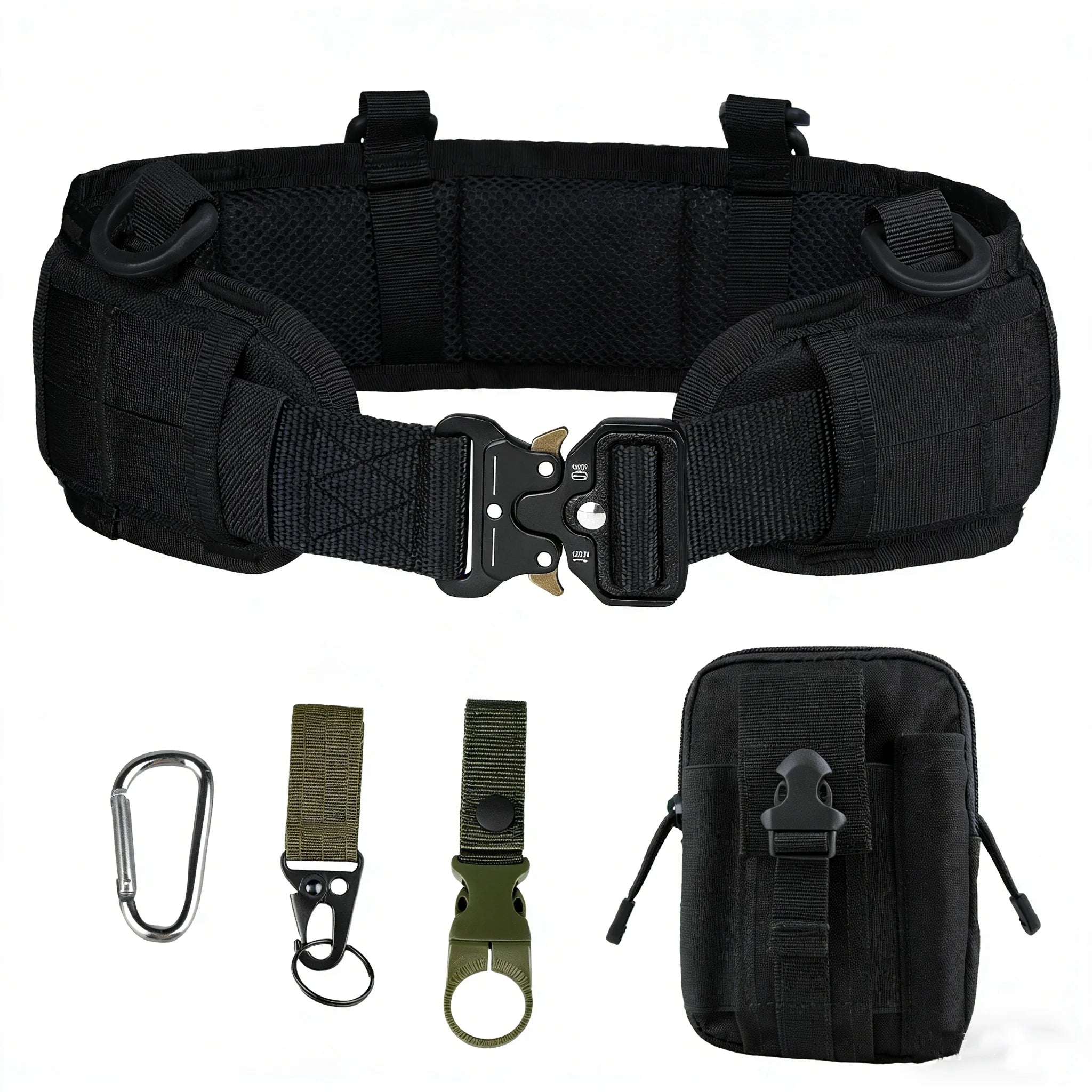 Tactical Waist Belt with Detachable Pouch Quick Release Buckle Outdoor Utility Gear for Hiking Camping Fishing Military Training