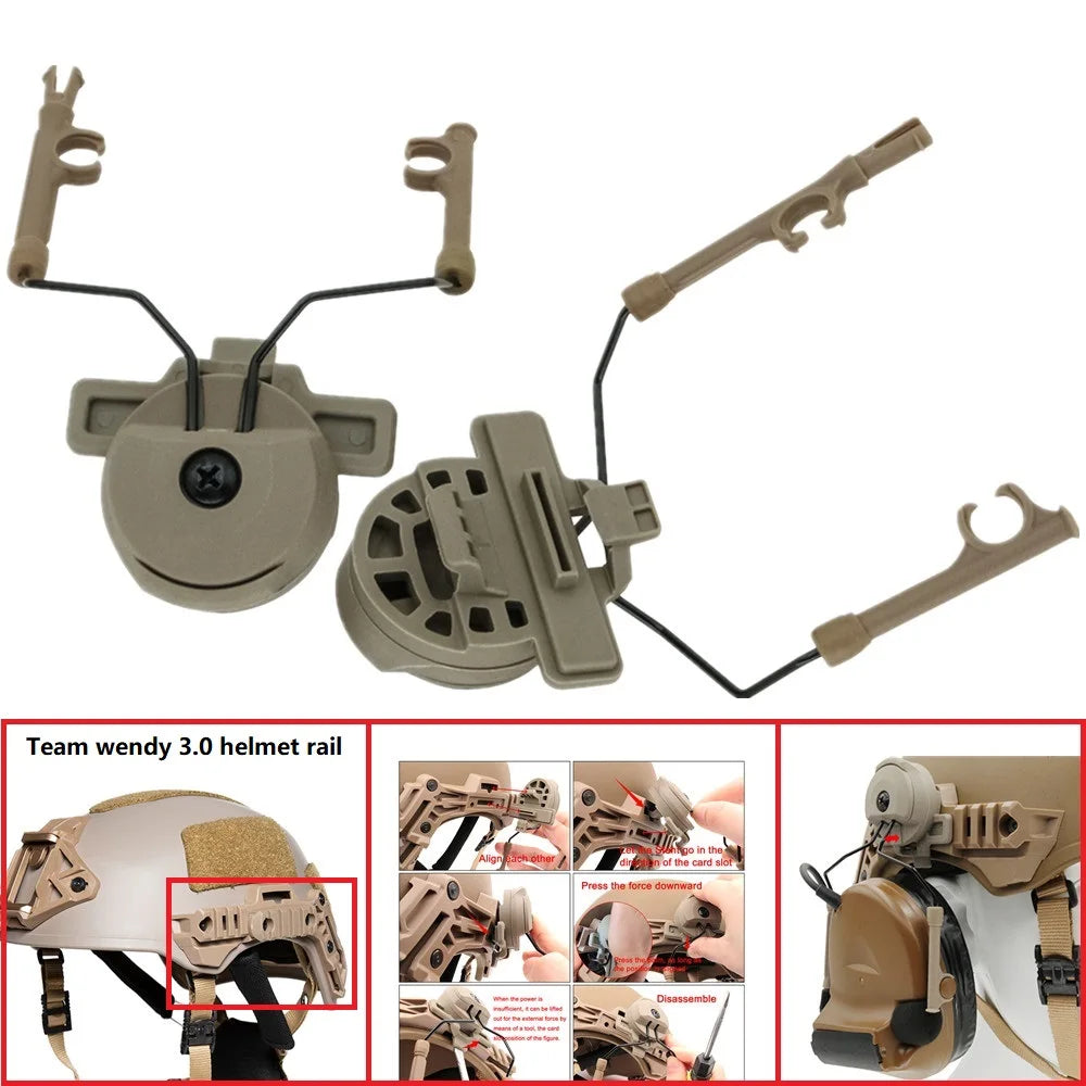 Tactical Headphones Helmet Rail Mount for COMTAC Airsoft Shooting Headset Hearing Protection Earmuffs for Team Wendy Helmet Rail