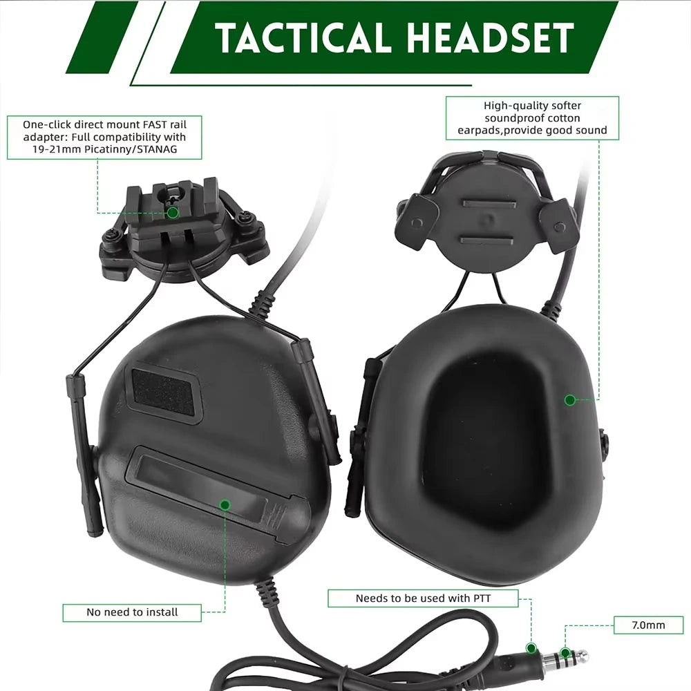 10 in 1 Tactical FAST Helmet Set with Shock Absorbing Pads NVG Model Headset Signal Light for Airsoft Paintball CS Cos Roleplay