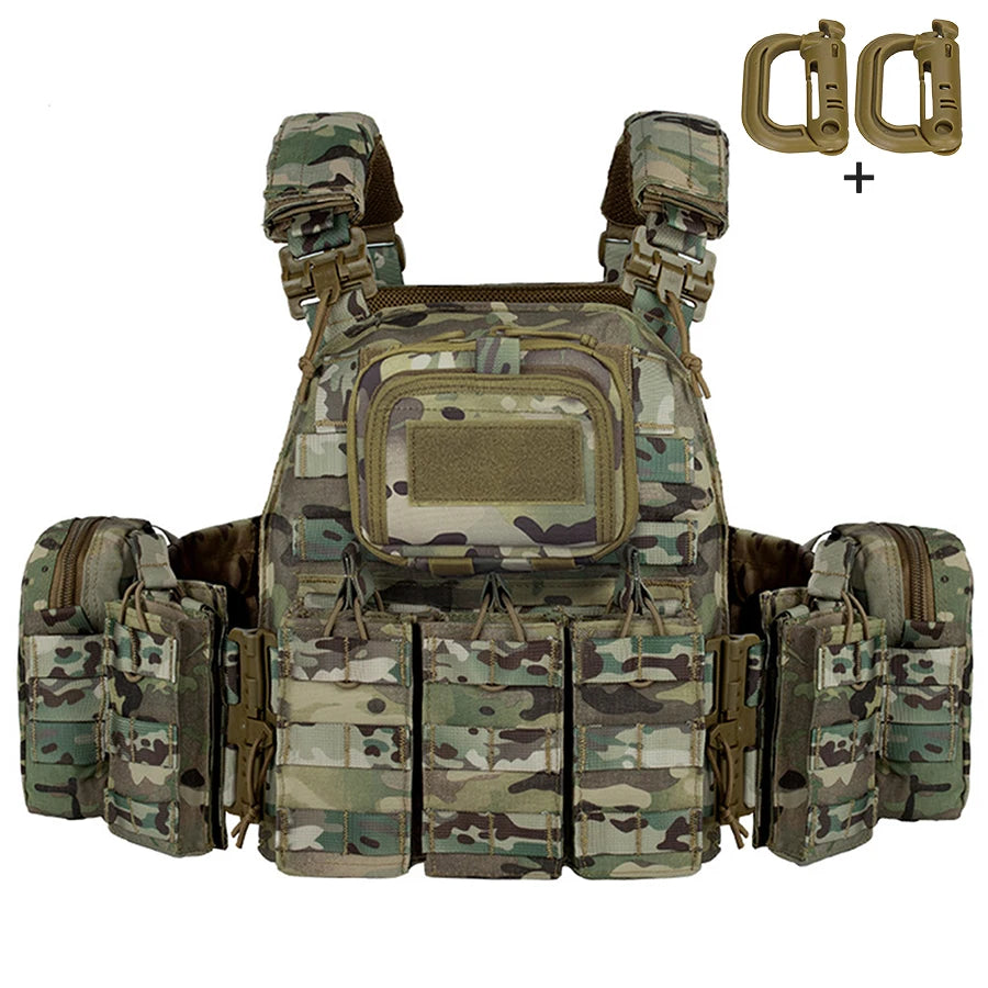 Outdoor Hunting Vest Multi Specification Tool Kit+Water Bag Storage+Magic Sticky Area MOLLE System Modular Expansion