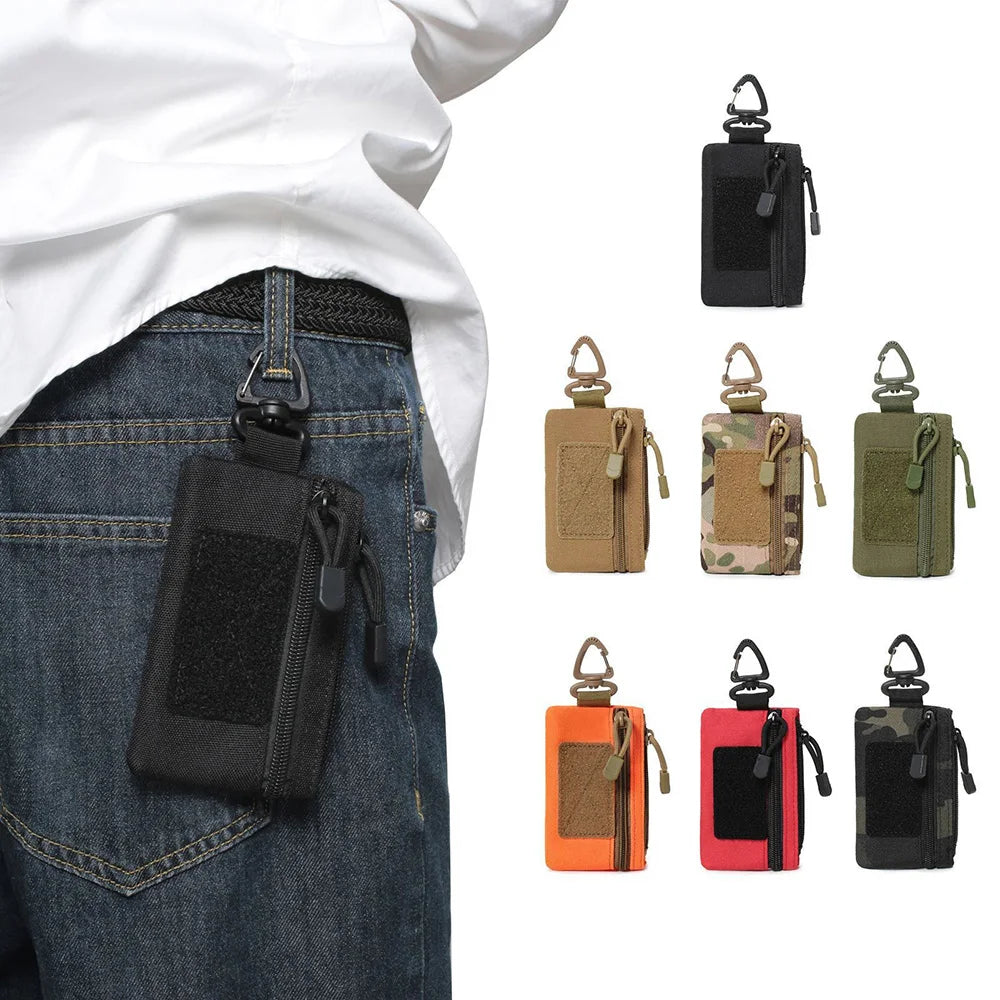 Outdoor Sports Men Tactical EDC Wallet Portable Coin Pouch Key Bag Waist Bag Durable Card Bag Zipper Wallet Accessory Bag
