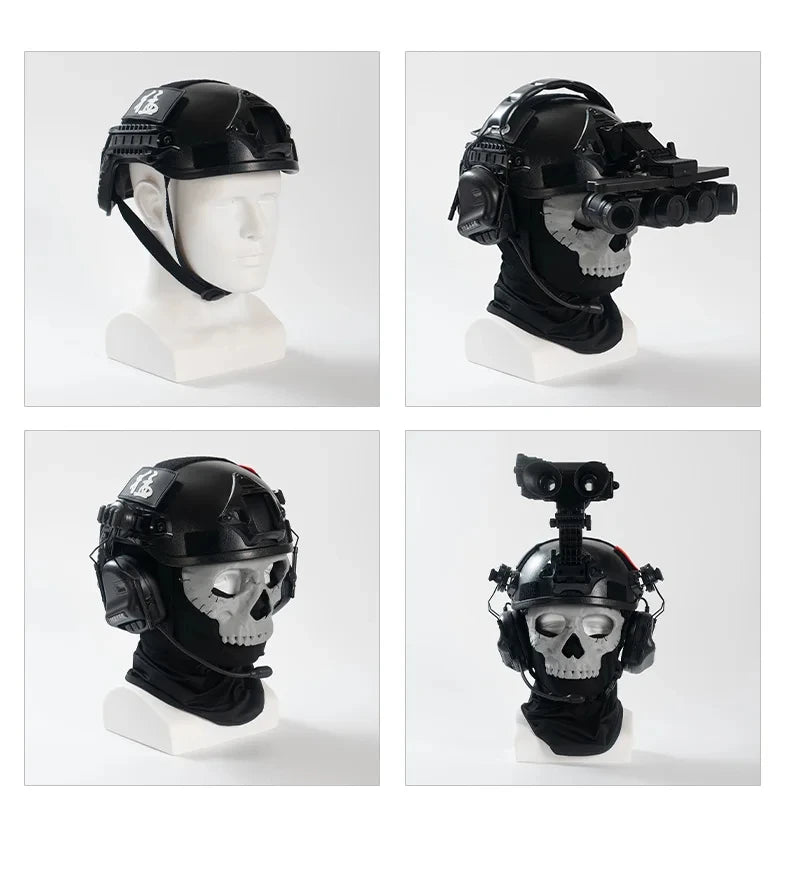Tactical Kids Helmet Set COD Airsoft Helmet Kit with Ghost Full Face Mask NVG Model Headphones for CS Call of Duty 19 Cosplay