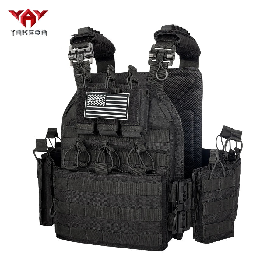 YAKEDA wear-resistant nylon multifunctional triple pack hunting vest hidden design large capacity main compartment