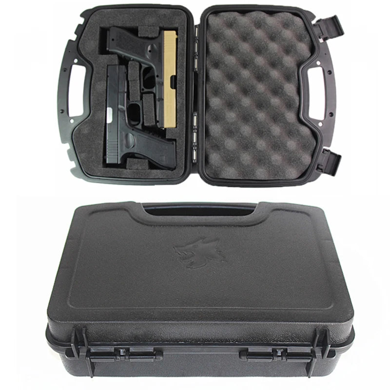 Hard box with foam, lockable waterproof portable 2 pistols, used for storage box of outdoor shooting and Hunting shooting ground