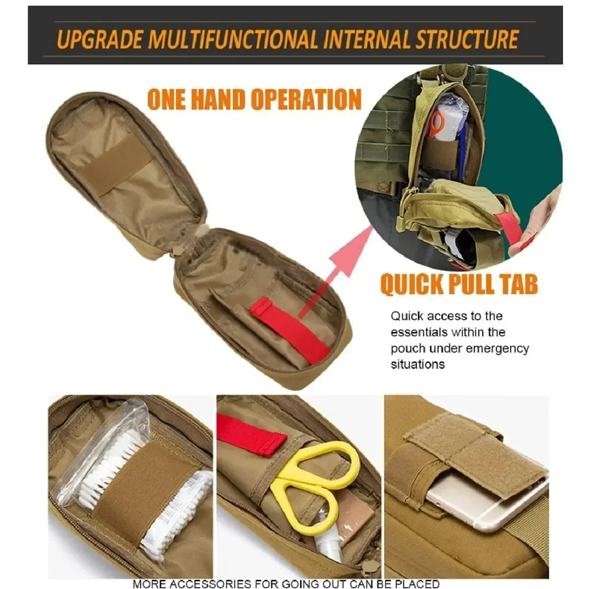 Medical EDC Bag Molle First Aid Kit Portable Outdoor Rescue Bag Tourniquet Scissors Bag Hunting Survival Pack Hiking Accessories