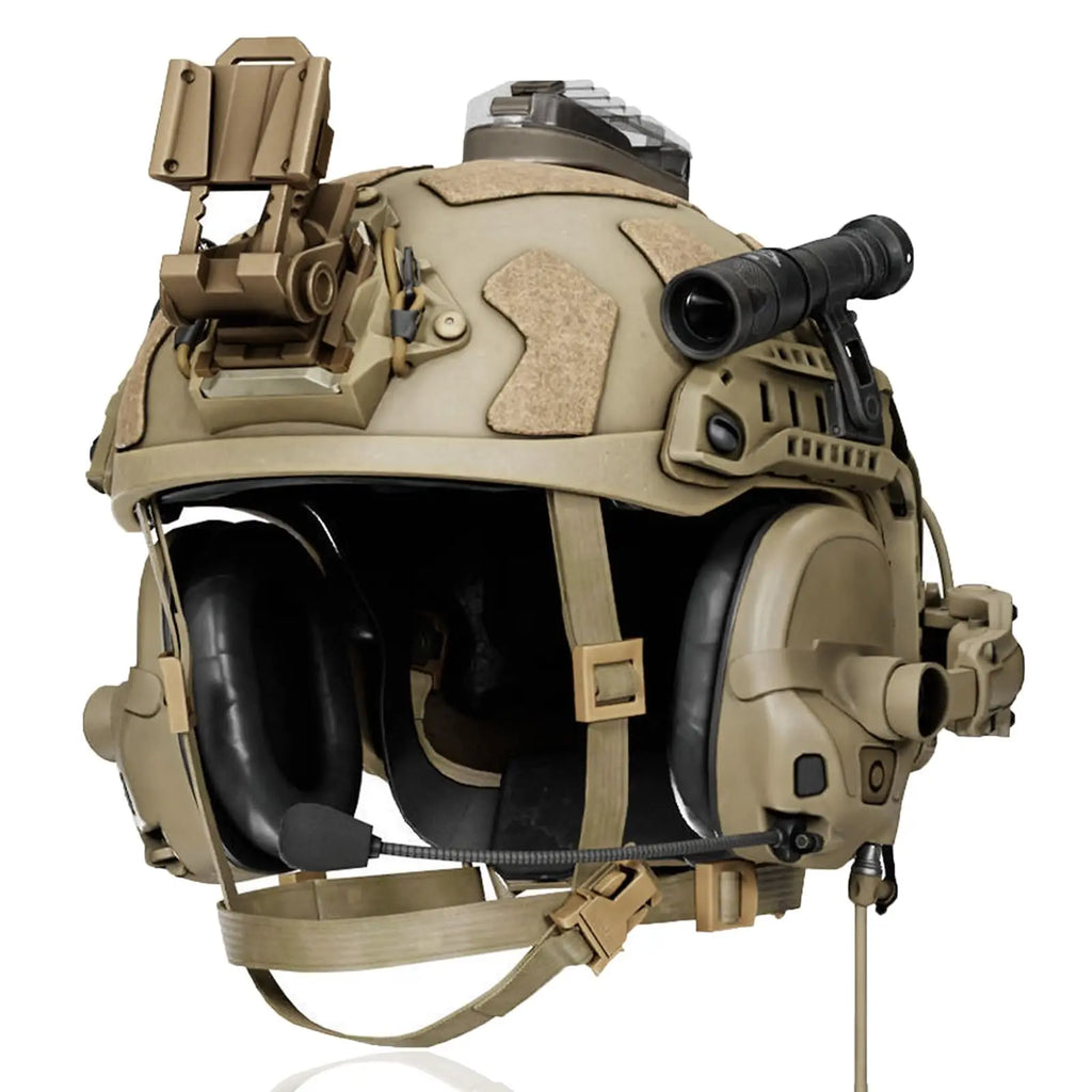 AQzxdc Tactical Helmet with Adjustable Headset Flashlight L4G24 NVG Mount for CS Airsoft Shooting Cosplay Military Tactics Gear