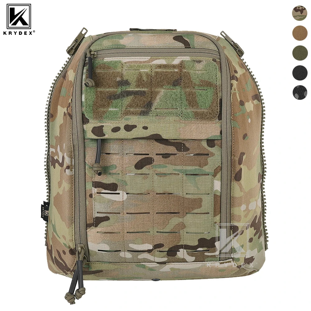 KRYDEX Tactical Zip-on Back Panel MOLLE Helmet Hydration Backpack Bag for Scarab Plate Carrier Vest