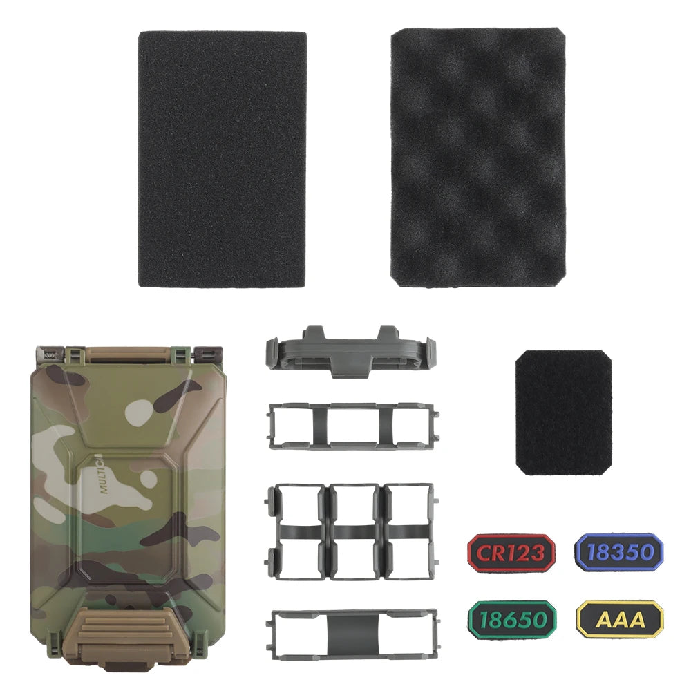 Tactical Modular Battery Case for 18350 AAA 18650 CR123 CR2032 Batteries Holder Waterproof Dustproof Box Integrate MOLLE