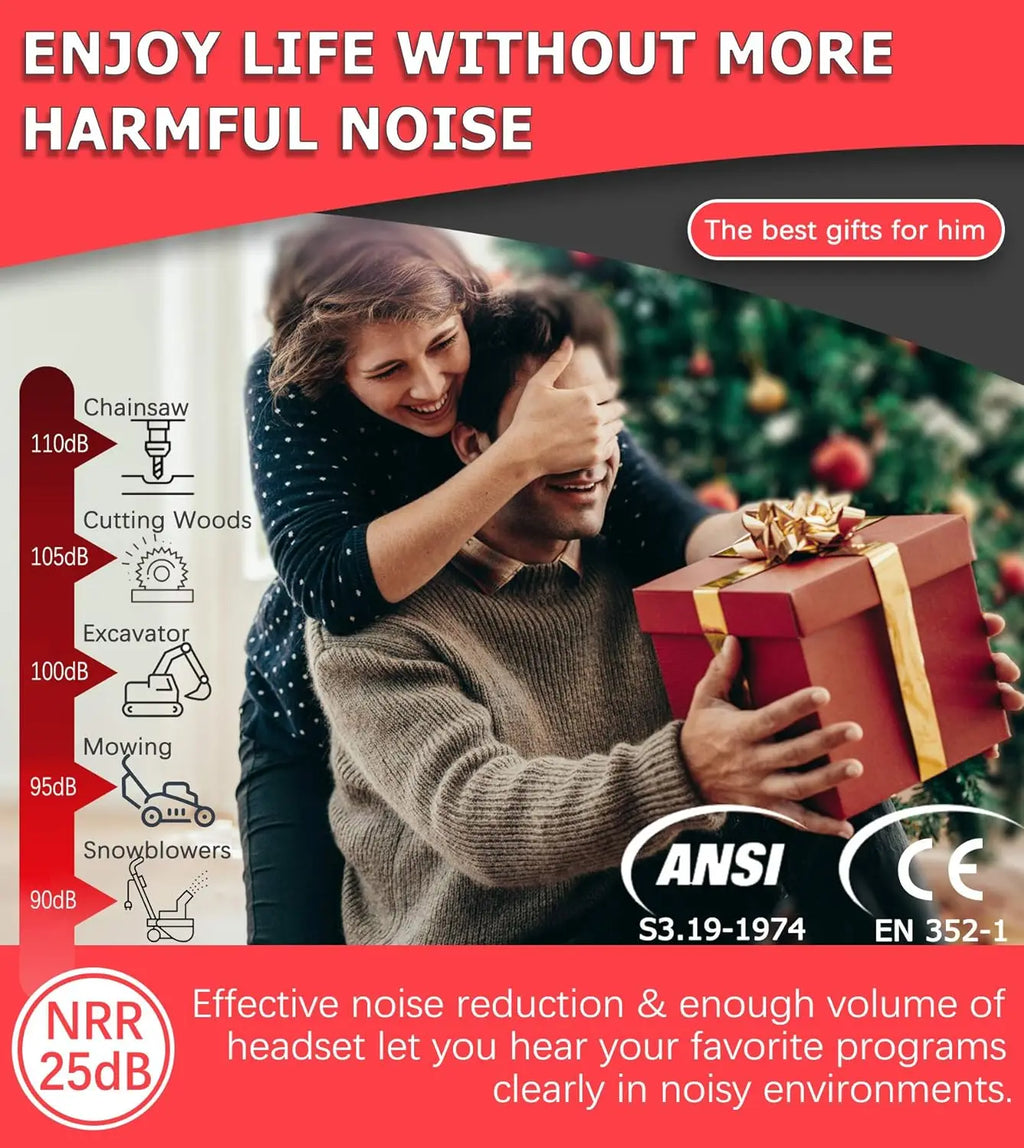 PROHEAR Bluetooth 5.0 Hearing Protection Headphones with Rechargeable Battery Safety Noise Reduction Ear Muffs For Mowing Work