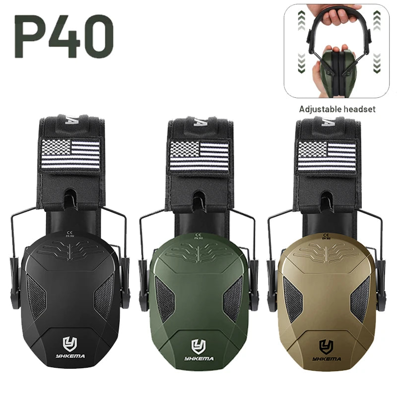 P40 Tactical Passive Noise Foldable Shooting Earmuffs,Fit for Outdoor Hunting,Protection Hearing Headphones