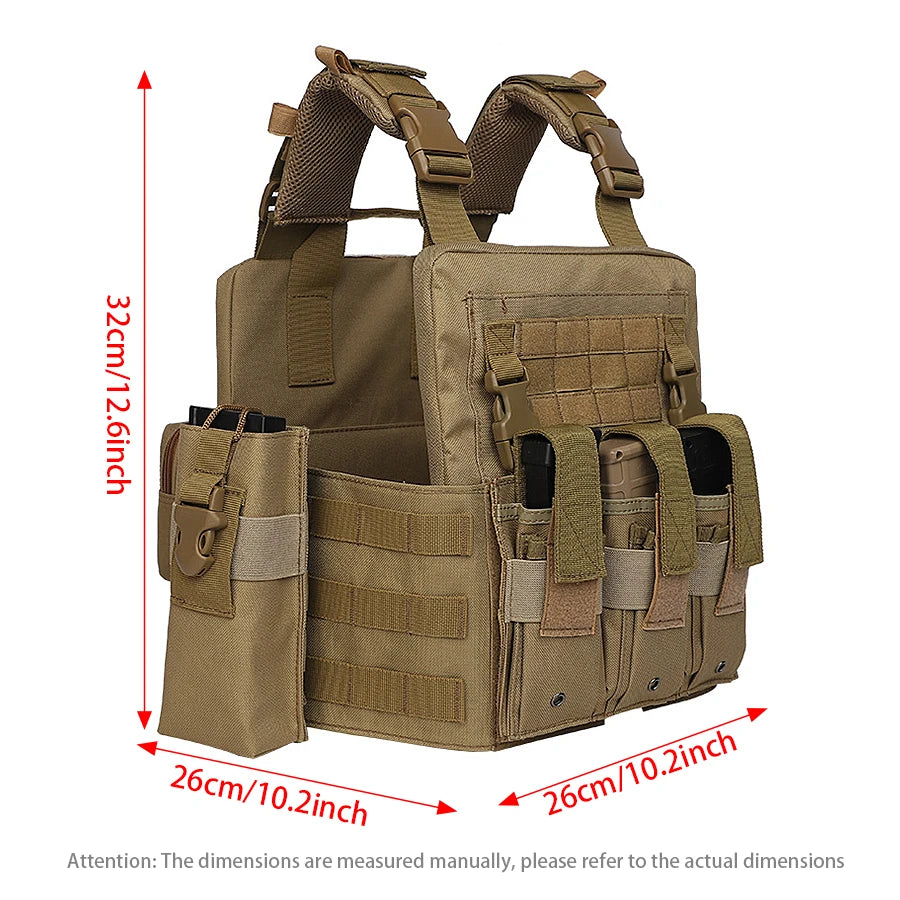 Triple equipment bag MOLLE security duty uniform, detachable hunting vest
