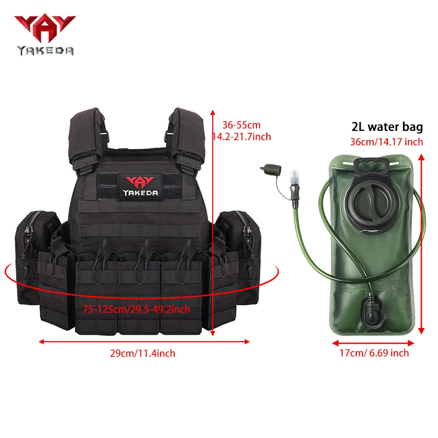 YAKEDA high-strength wear-resistant training vest with 2L water bag modular mounting design suitable for outdoor sports