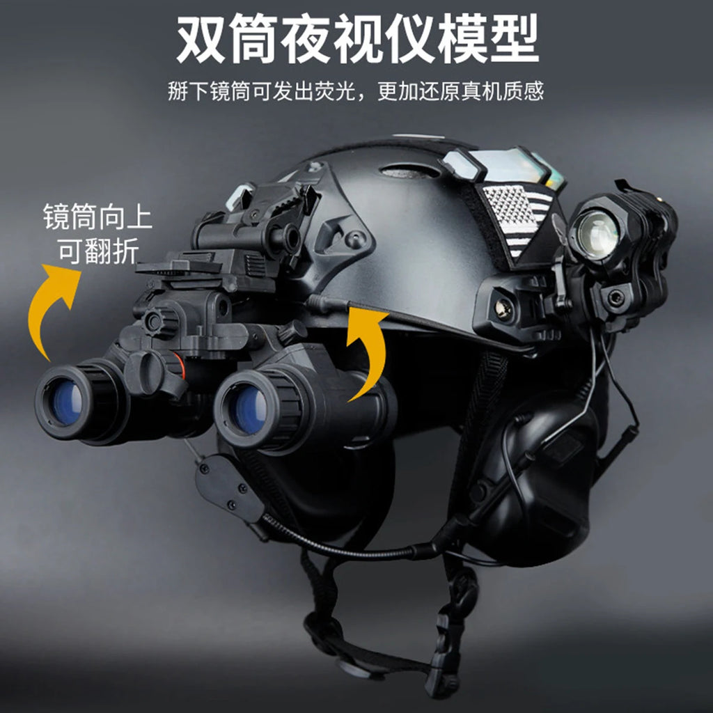 Fast Airsoft Helmet Set with Night Vision Model Tactial Headset Anti-Impact Protective Gear for Outdoor Field Combat Hunting