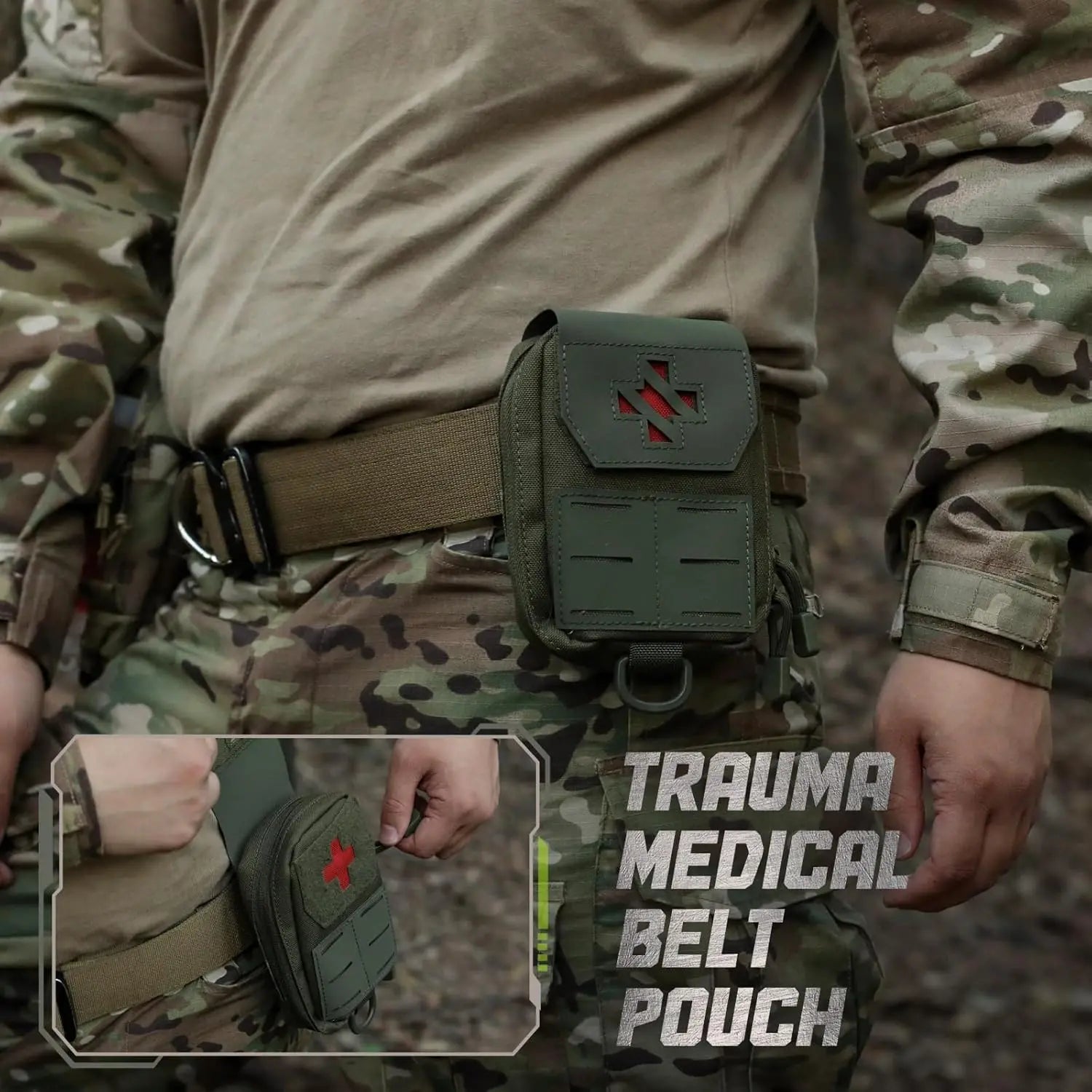 Molle IFAK First Aid Pouch Tactical Medical Trauma MED Belt PouchSmall Portable Utility Emergency Survival Pack for Belt Vest