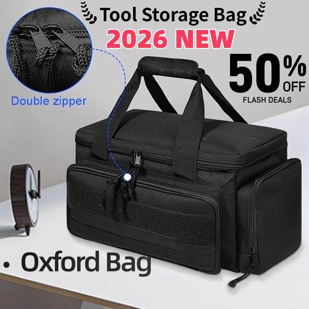 High-capacity Tool Storage Bag Comfortable Handle Thick Padded Base Easy Carrying Tool Case Black Color Water Resistant Tool Bag