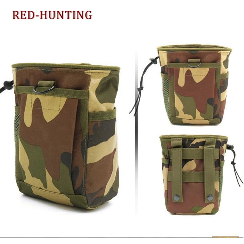 Tactical Molle Drawstring Magazine Dump Bag, Adjustable Belt, Practical Waist Bag, Hip Leather Case Bag, Outdoor Ammunition Bag