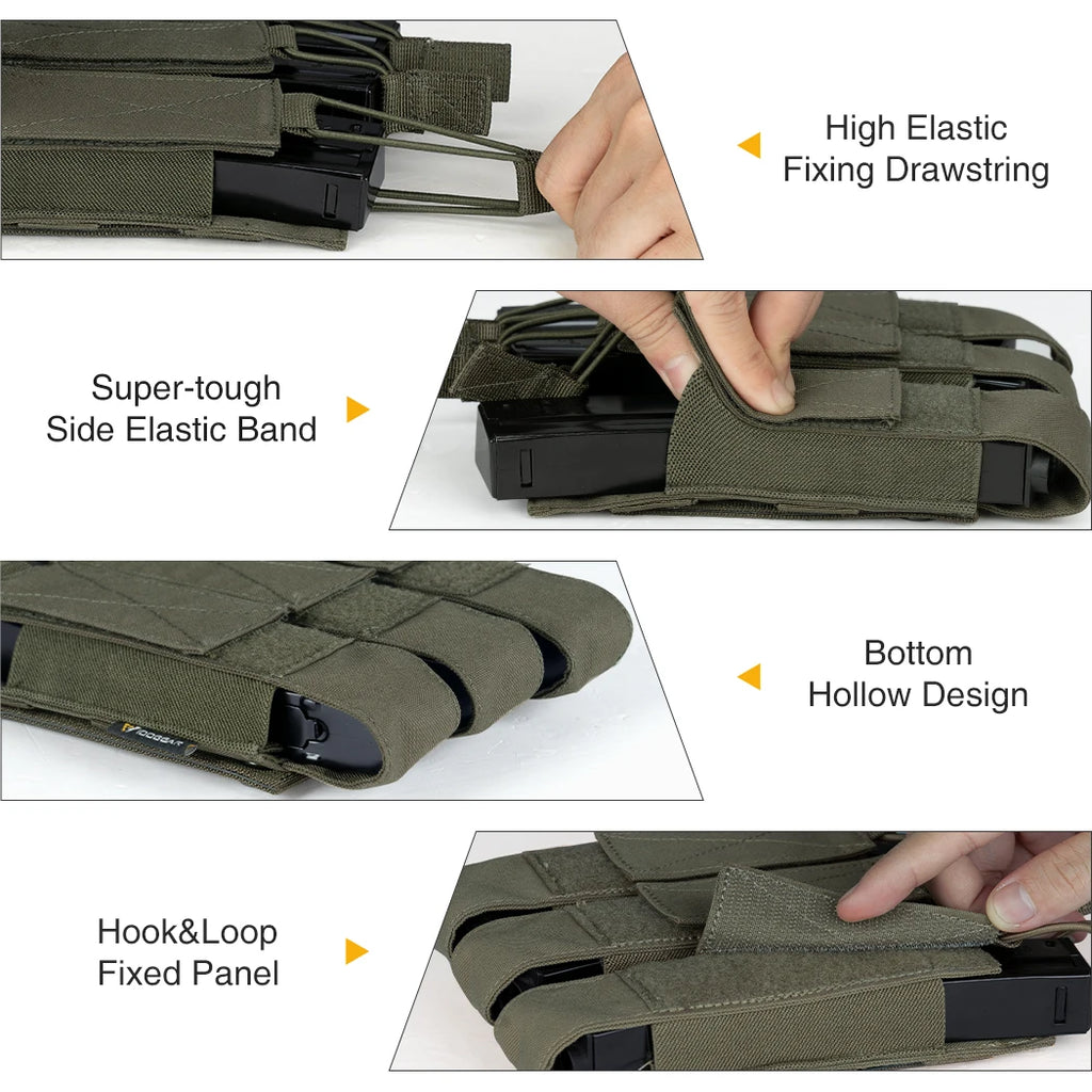 IDOGEAR Tactical Triple Magazine Pouch Mag Carrier MOLLE for Submachine Open Top  Mag Holder  3576