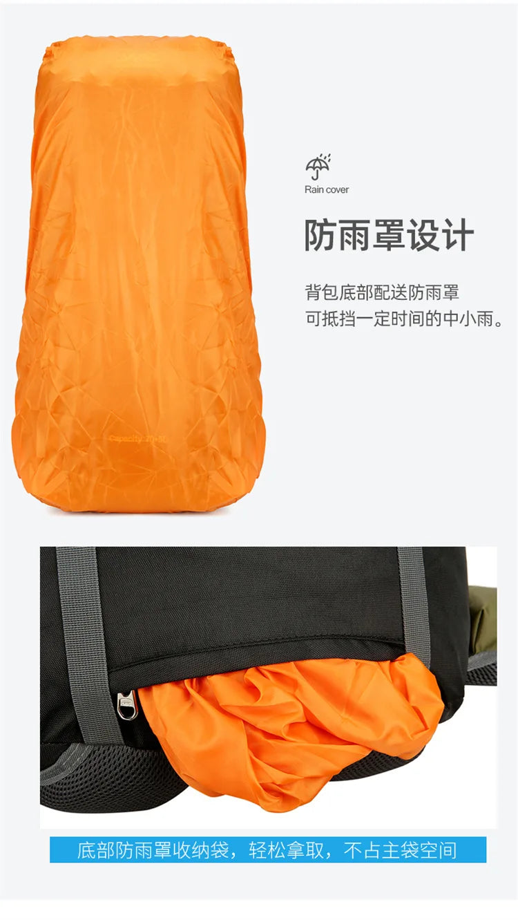 70+5L Hiking Backpack Men Women Large Capacity Outdoor Camping Rucksack Waterproof Travel Bag Mountaineering Trekking Bag