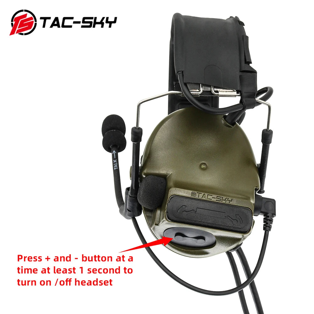 TAC-SKY COMTA III Dual Communication Tactical Headset New Detachable Headband Hunting Walkie-Talkie Shooting Headset Comta Iii