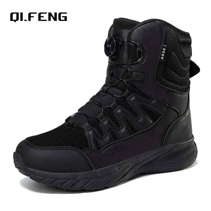 Large Outdoor Training Boots Men's Mountaineering Hiking Boots High Top Rotating Buckle Fashion Camouflage Sports Shoes