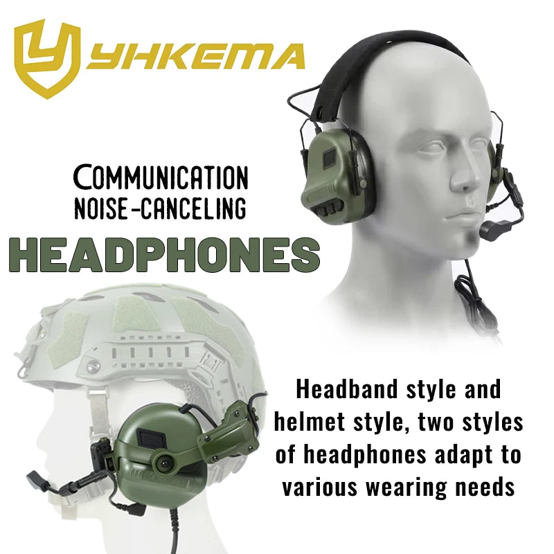 YHKEMA tactical communication headset.Shooting noise-reducing earmuffs.Protect hearing and sound amplification
