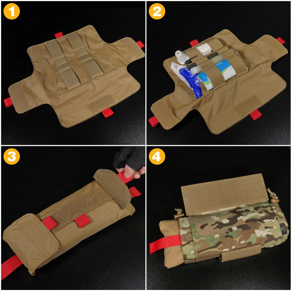 KRYDEX Tactical Roll Up Medical Pouch Detachable First Aid Kit Pack EDC Emergency Survival Bag for Outdoor Travel Hiking