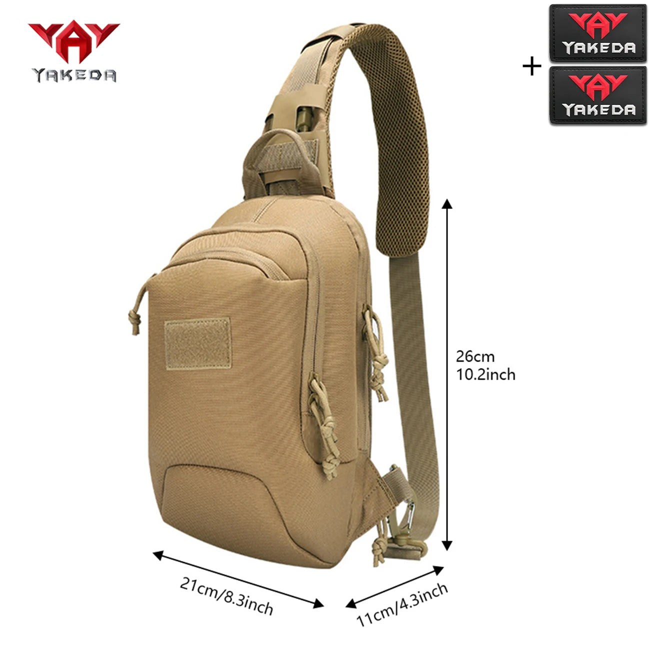 YAKEDA shoulder strap adjustable length single shoulder lightweight chest bag with multiple layers and double zippers design