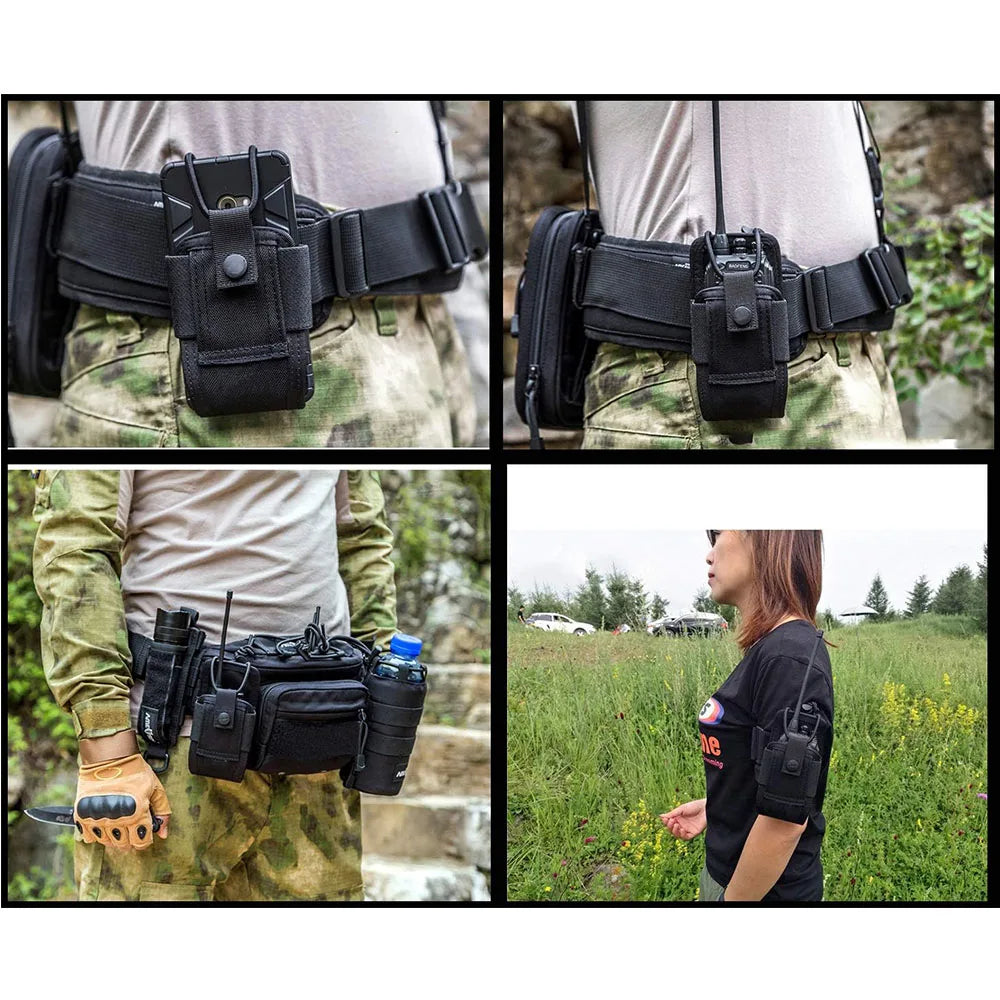 MOLLE Tactical Radio Pouch Heavy Duty Universal Walkie Talkie Holster Military Interphone Case for Police Firefighter Vest Gear