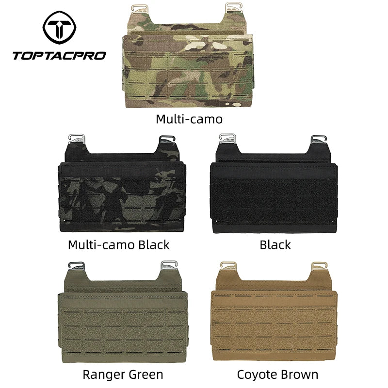 TOPTACPRO Tactical Front Panel Multifunctional Chest Rig Front Panel Laser Cut G Hook Buckles MOLLE Front Pouch 8539