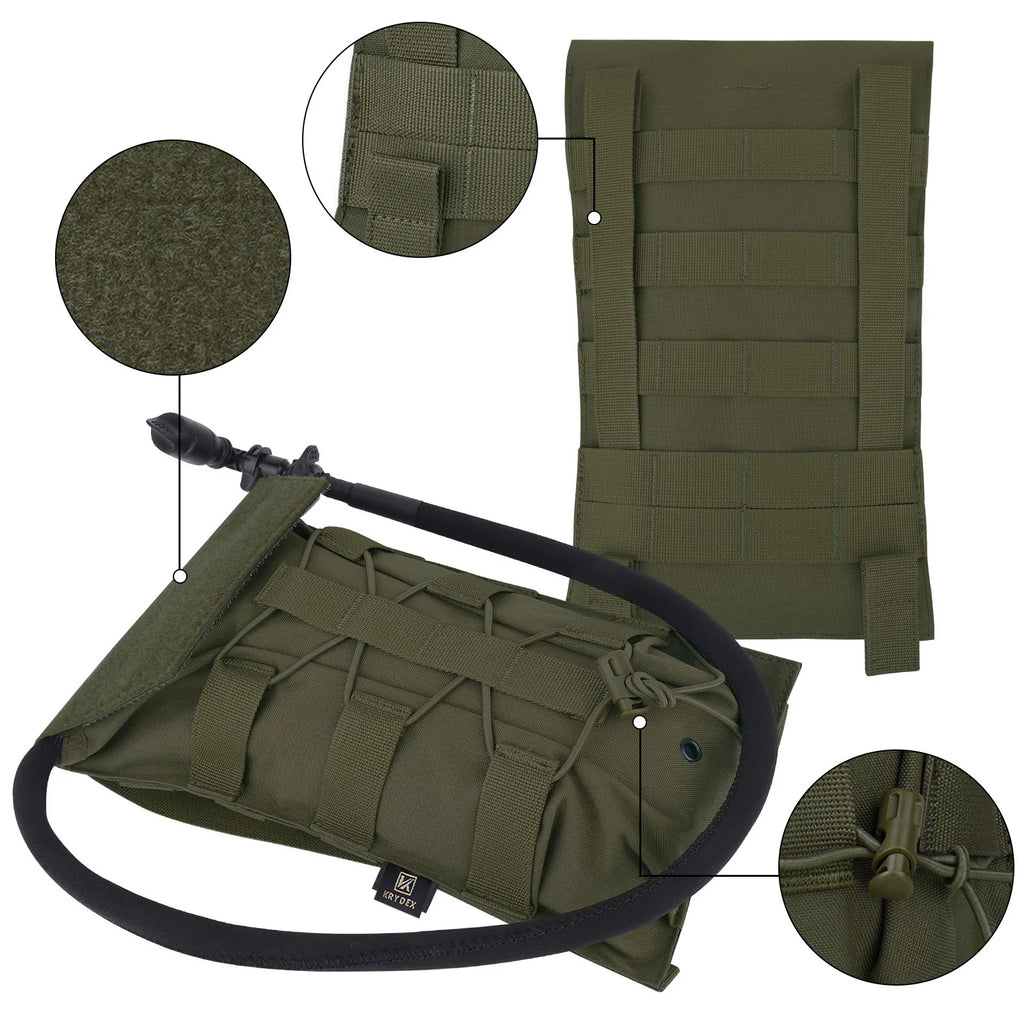KRYDEX 500D Tactical 1.5L Hydration Carrier MOLLE Pouch Modular 50oz Water Bladder Bag Pack Hunting Outdoor Hiking Accessories