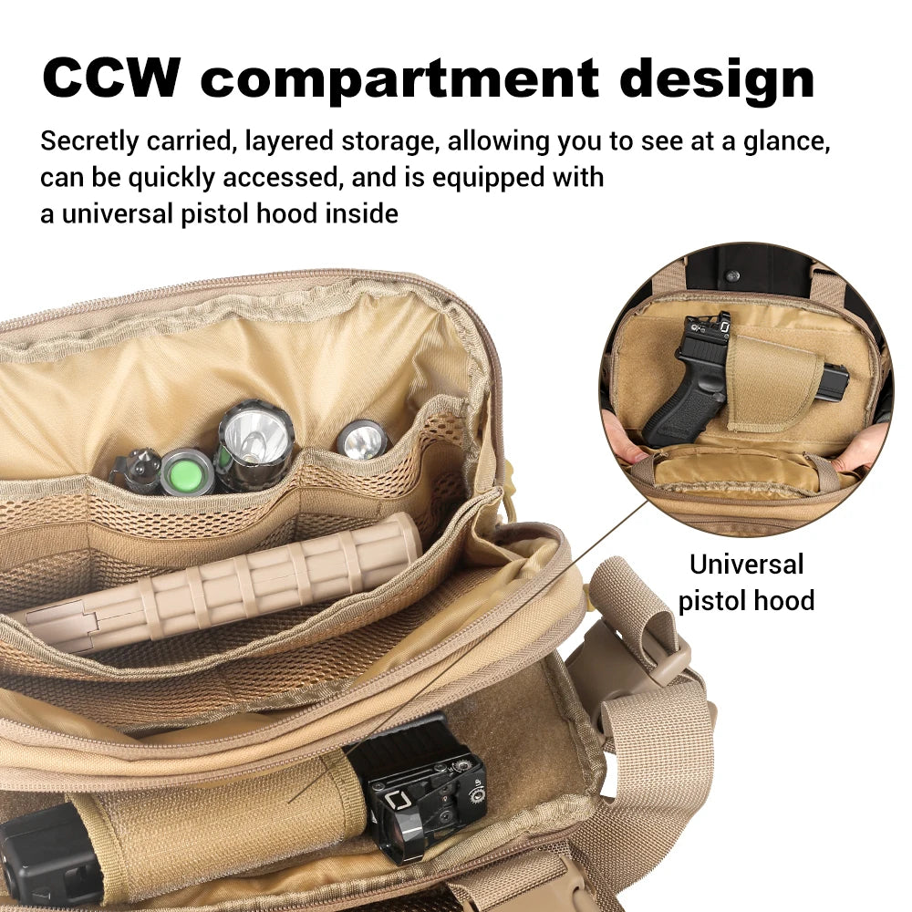 Tactical Chest Rig Bag with Gun Holster Hunting Chest Pack Molle Admin Pouch Utility EDC Chest Pouch Pistol Bag Adjustable Strap