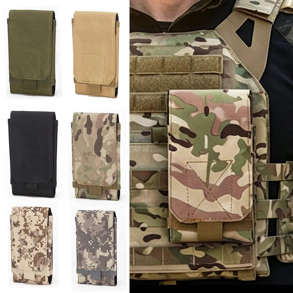 MOLLE Tactical Phone Pouch Outdoor Universal Smartphone Pouch 600D Nylon Belt Waist Bag for Hunting Travel Hiking