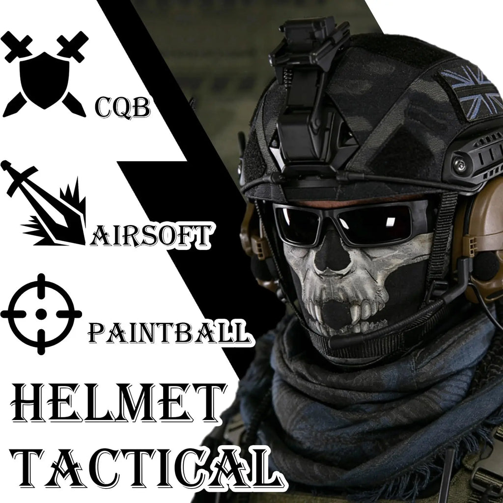 Tactical Helmet Set Airsoft Fast Protection Helmet 7-in-1 Set with Headphones PVS-14 NVG Bracket Glasses for Outdoor CS Cosplay