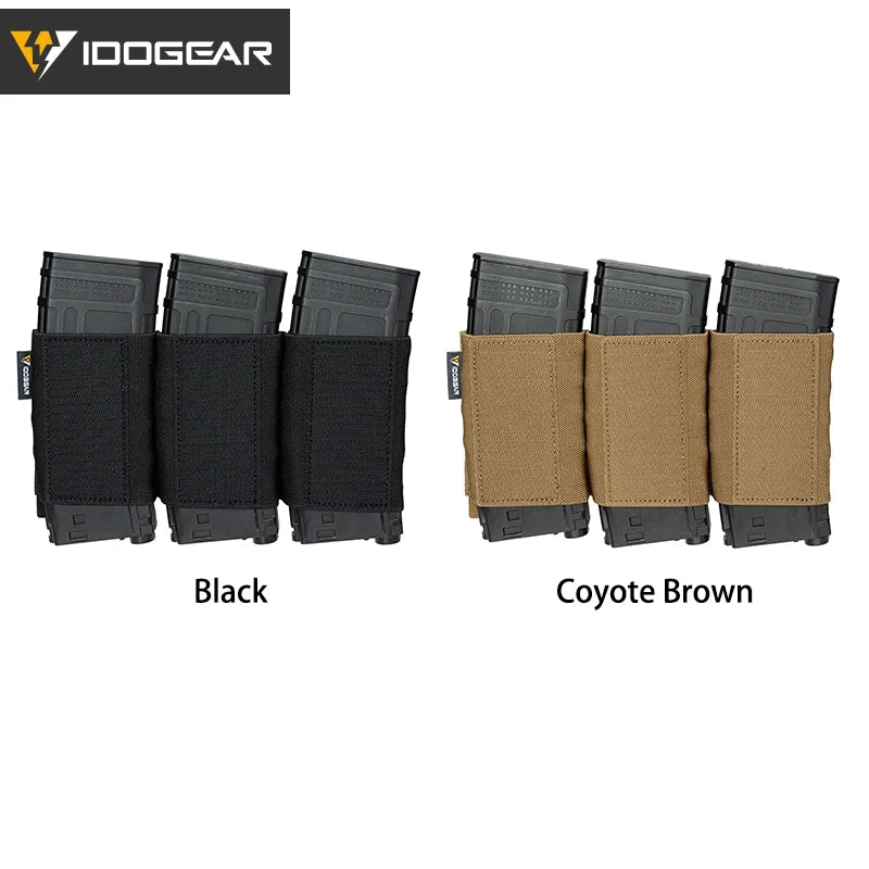 IDOGEAR Triple 5.56 Magazine Holder Elastic Mag Holder with Hook Fasteners for MK3 and MK4 Chest Rig 35139