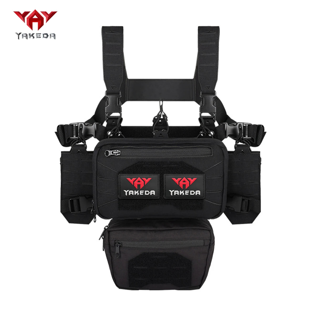 YAKEDA modular chest hanging hunting vest with quick release buckle and laser cutting MOLLE suitable for outdoor sports