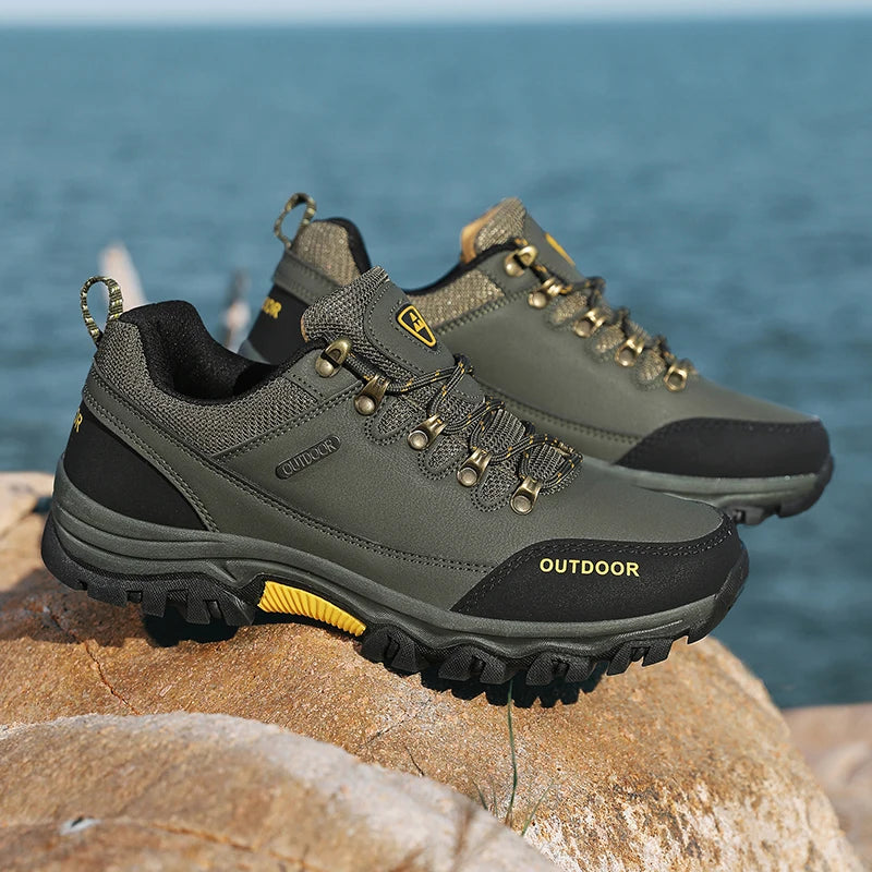 Hiking Shoes for Men Waterproof Outdoor Low-top Hiking Boots Leather Men's Trekking Shoes Walking Male Trail Running Sneakers