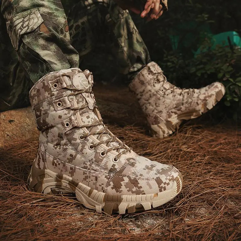 Outdoor Training Men Tactical Boots High-Top Desert Shoes Camouflage Combat Hunting Climbing Hiking Boots Size 39-47