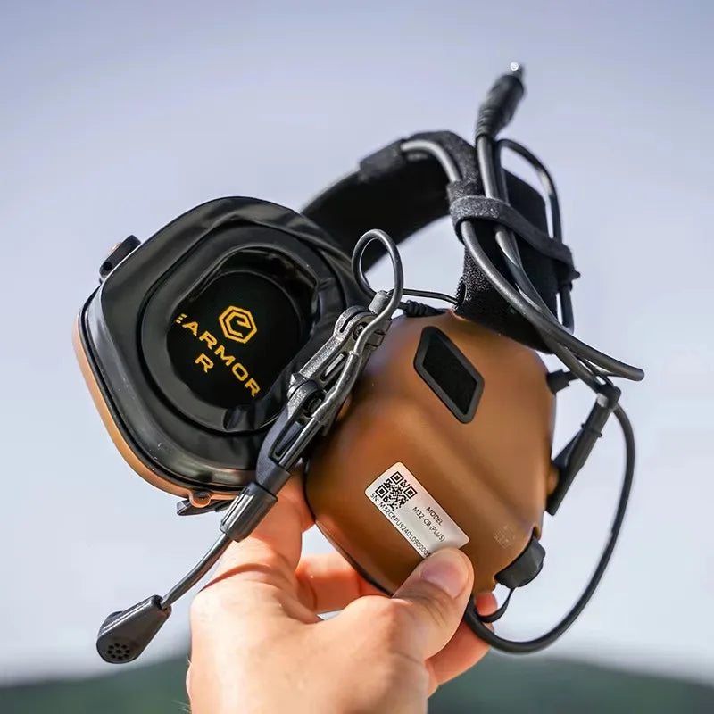EARMOR M32 PLUS Outdoor Tactical Headset - Electronic Helmet Headphones with FAST Helmet ARC Rail Adapter for Hunting & Shooting