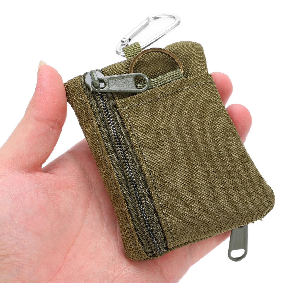 Outdoor EDC Molle Pouch Wallet Mini Portable Key Card Case EDC Pouch Bag Purse with Carabiner