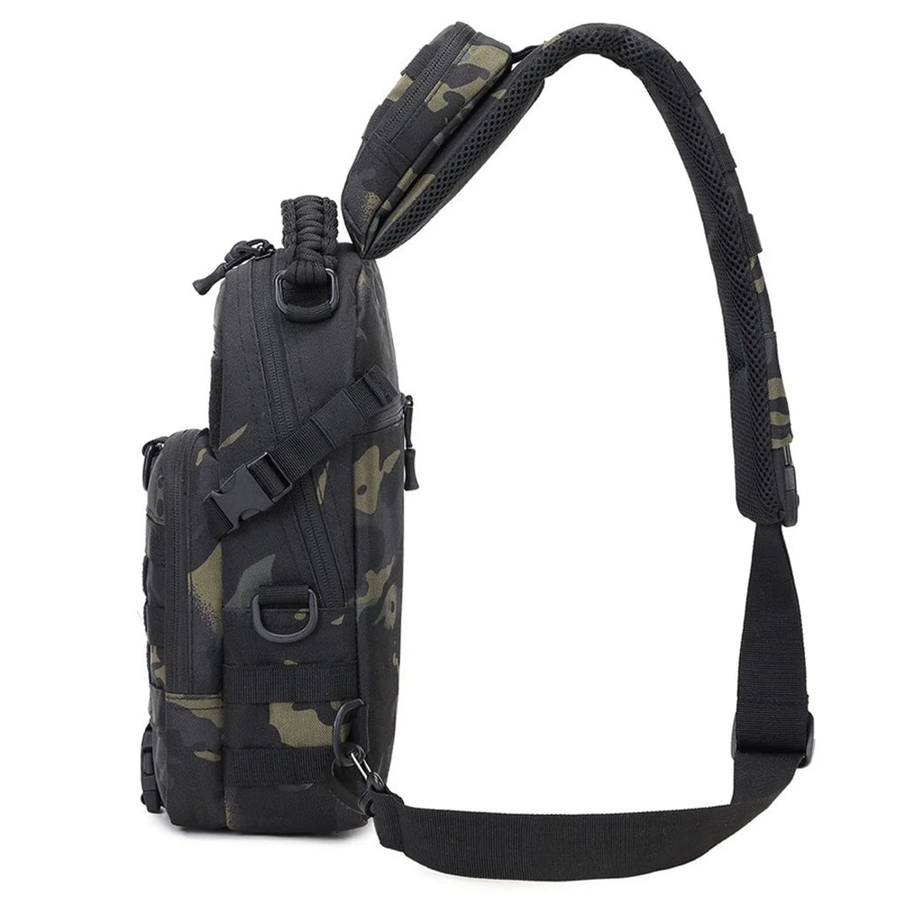 Multi functional crossbody chest bag Molle expansion system adjustable, widened, breathable single shoulder strap woven handle