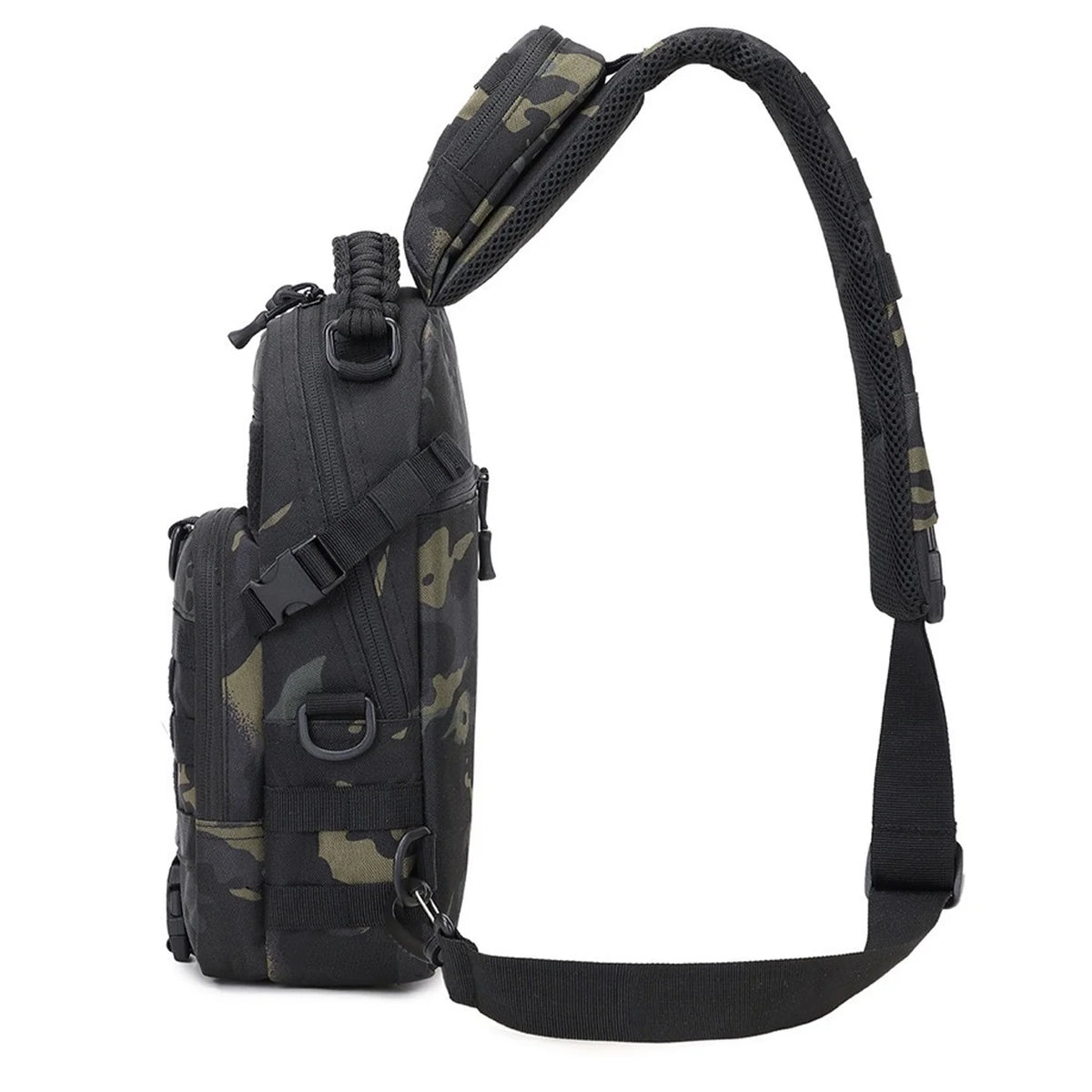Multi functional crossbody chest bag Molle expansion system adjustable, widened, breathable single shoulder strap woven handle