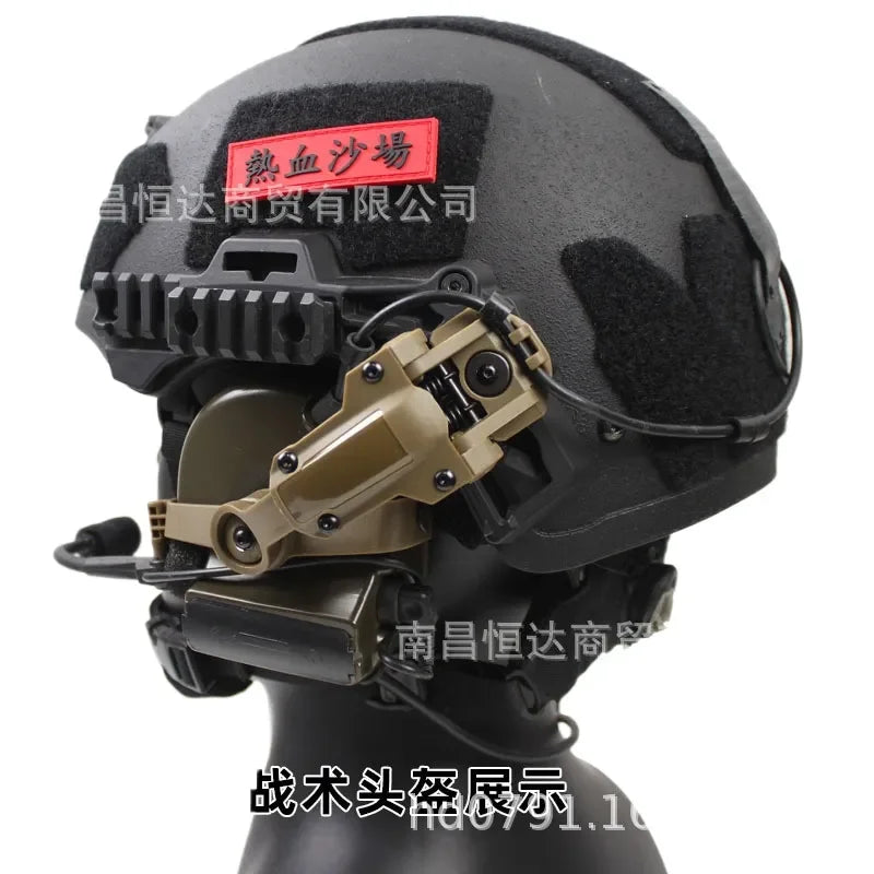 Tactical Helmet Mount for Noise Reduction Earphone Holder Compatible with C2 C3 FAST Rail System Multi Angle Adjustable Wendy