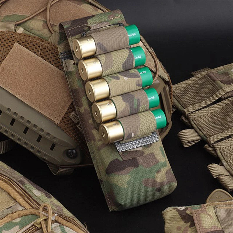 MOLLE Rifle 5.56mm Single Mag Pouch M4 AR15 Magazine Pouch, 5-Rounds Shotgun Shell Holder for 12 Gauge Shotshell Carrier Holder