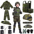 Kids Military Combat Costume with Tactical Vest Airsoft Helmet Telescope Outdoor Performance Children's Training Uniform Set