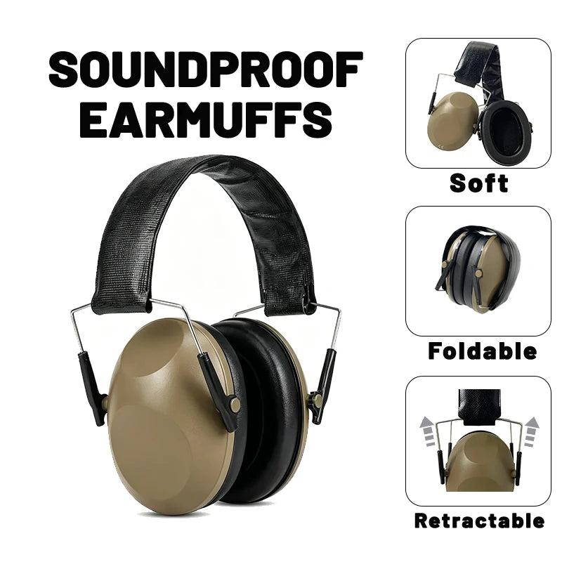 Soundproof Earmuffs.Hearing Protection Headphones.Comfortable and Noise-reducing, Light and Portable.Suitable for Shooting
