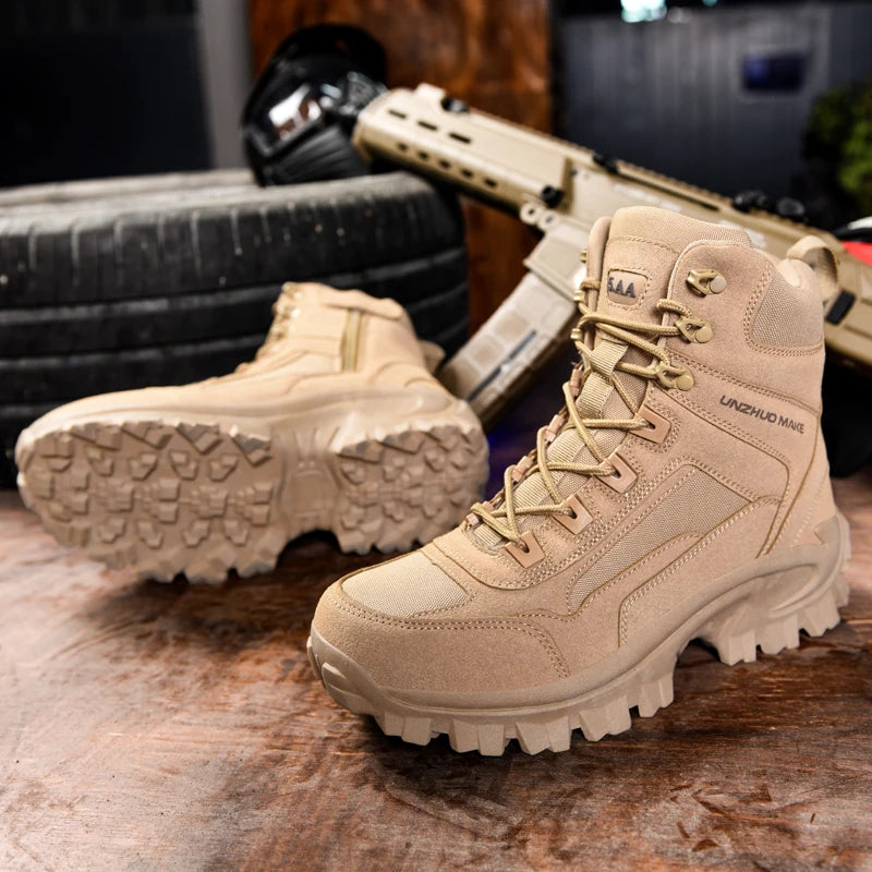 Mens Climbing Boots Training Wear-resistant Sports Outdoor Camping Fishing Anti Slip Thickened Anti Puncture Sole Hiking Shoes