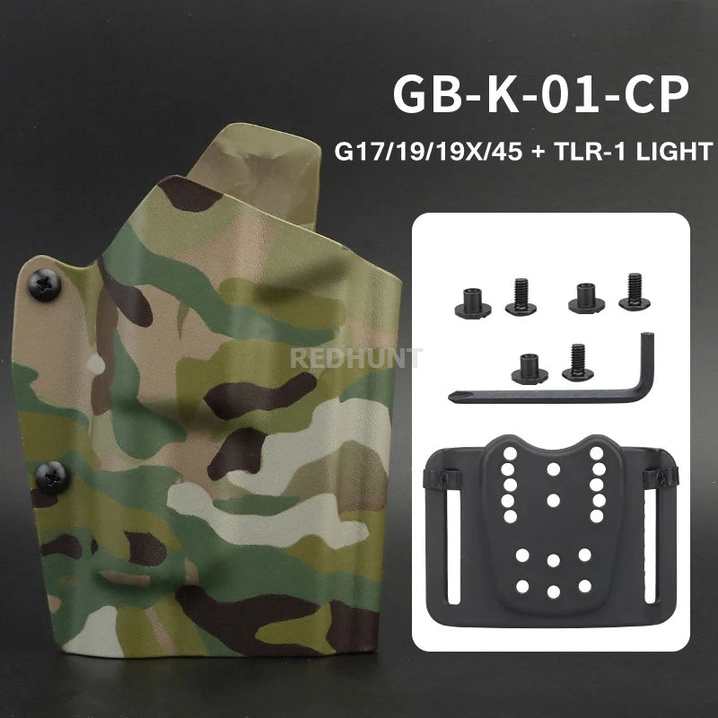 Kydex Gun Holster Tactical G17 Light Bearing Waist Holster for G17/19/19X/45/43 with Light TLR-1 X400 X300 XC1